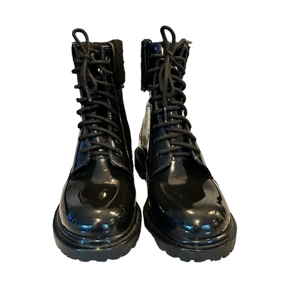 Kenneth Cole Reaction | Black Rain Lace Up Cozy Lug Sole Rain Boots Size 9 - Picture 6 of 14